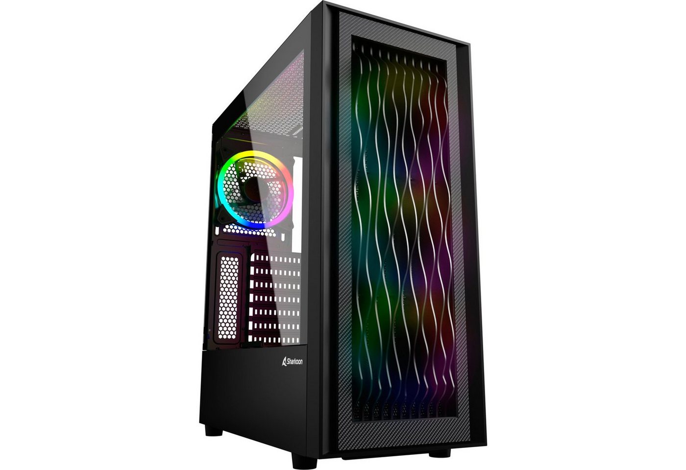 Sharkoon PC-Gehäuse Sharkoon RGB WAVE, Tower-Gehäuse, (Seitenteil aus Sharkoon PC-Gehäuse Sharkoon RGB WAVE, Tower-Gehäuse, (Seitenteil aus von Sharkoon
