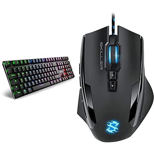 Sharkoon PureWriter RGB Mechanische Low Profile-Tastatur (RGB Beleuchtung, Blaue Schalter) Blau Schalter & Skiller SGM1 Gaming Maus mit Makrotasten (10800 DPI, RGB-Beleuchtung, 12 Tasten) schwarz von Sharkoon