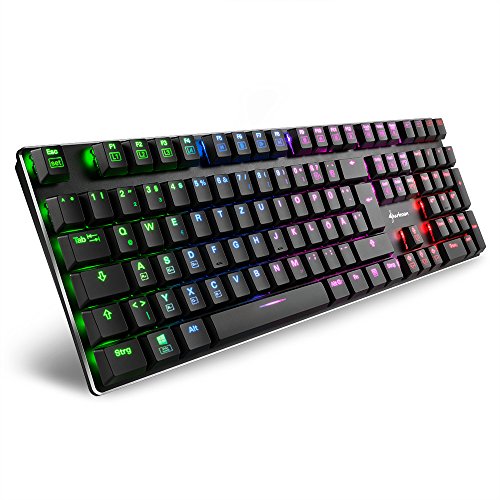 Sharkoon PureWriter RGB Mechanische Low Profile-Tastatur (RGB Beleuchtung, rote Schalter, flache Tasten, Beleuchtungseffekte, abnehmbarem USB Kabel) schwarz von Sharkoon