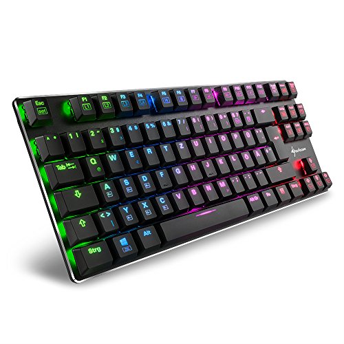 Sharkoon PureWriter RGB TKL Mechanische Low Profile-Tastatur (RGB Beleuchtung, blaue Schalter, flache Tasten, Tenkeyless, Beleuchtungseffekte, abnehmbarem USB Kabel) schwarz von Sharkoon