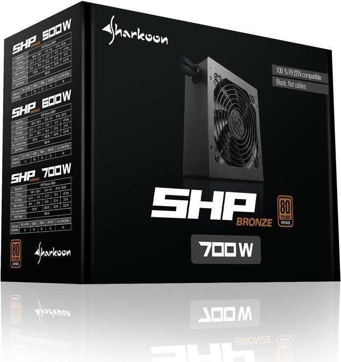 Sharkoon SHP Bronze - Netzteil (intern) - ATX12V 2.3 - 80 PLUS Bronze - Wechselstrom 100-240 V - 700 Watt - aktive PFC - Schwarz von Sharkoon