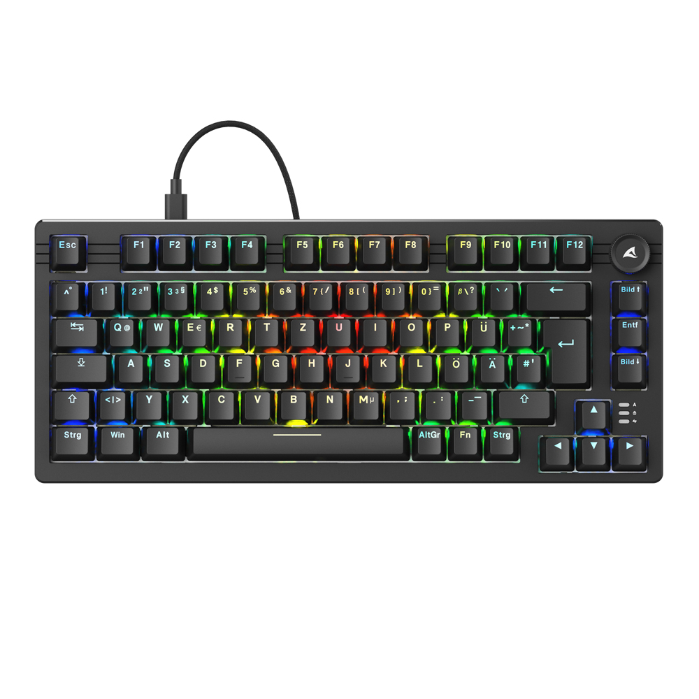 Sharkoon SKILLER SGK25 Gaming Tastatur - 75% Layout, Hot-Swap Huano Red Switches (geschmiert), RGB-Beleuchtung, QWERTZ-Layout, schwarz von Sharkoon