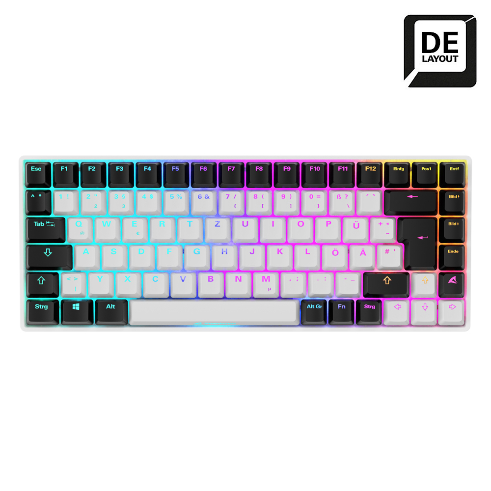 Sharkoon SKILLER SGK50 S3 Gaming Tastatur - 75% Layout, braune Hot-Swap Gateron-Switches, RGB-Beleuchtung, QWERTZ-Layout, weiß von Sharkoon