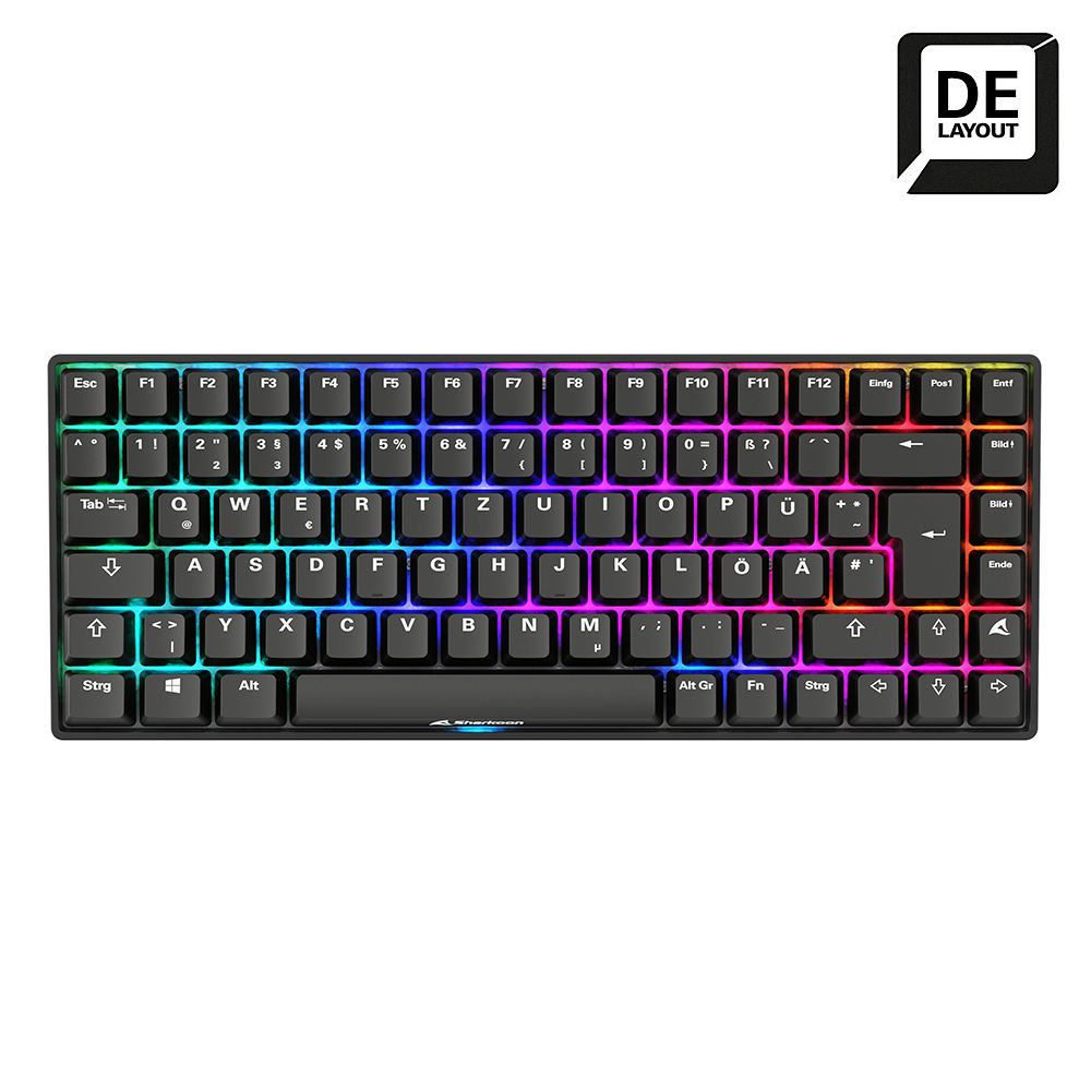 Sharkoon SKILLER SGK50 S3 PBT Gaming Tastatur - 75% Layout, Hot-Swap Gateron G Pro Yellow V3 Switches, RGB-Beleuchtung, QWERTZ-Layout, schwarz von Sharkoon