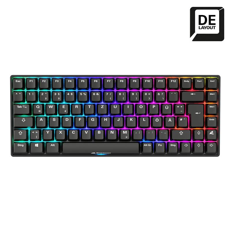 Sharkoon SKILLER SGK50 S3 PBT Gaming Tastatur - 75% Layout, Hot-Swap Gateron G Pro Yellow V3 Switches, RGB-Beleuchtung, QWERTZ-Layout, schwarz von Sharkoon