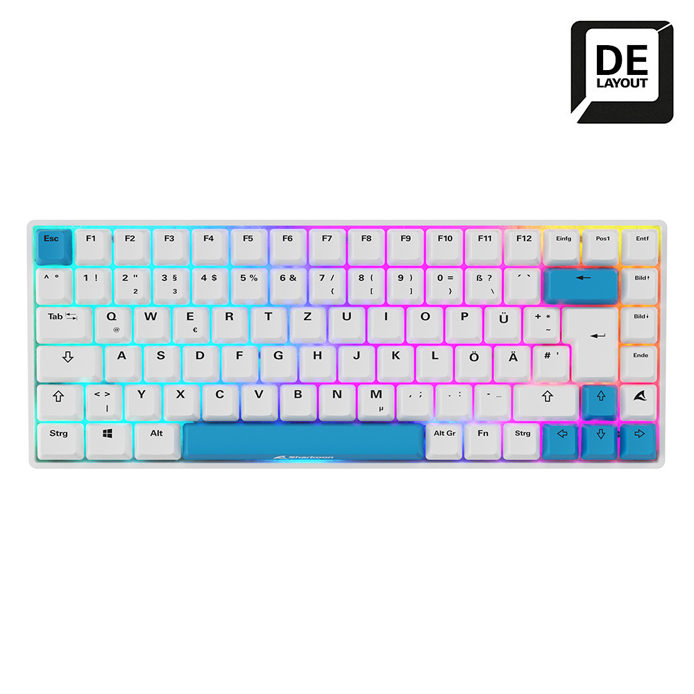 Sharkoon SKILLER SGK50 S3 PBT Gaming Tastatur - 75% Layout, Hot-Swap Gateron G Pro Yellow V3 Switches, RGB-Beleuchtung, QWERTZ-Layout, weiß von Sharkoon