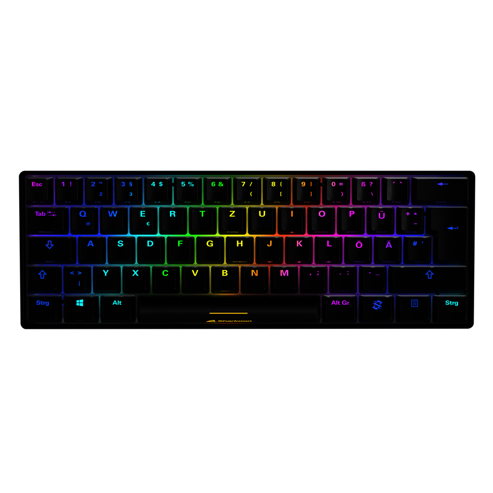 Sharkoon SKILLER SGK50 S4 Gaming Tastatur mit blauen Switches - 60 % Layout, Blaue Hot-Swap Switches, RGB-Beleuchtung, QWERTZ-Layout, schwarz von Sharkoon