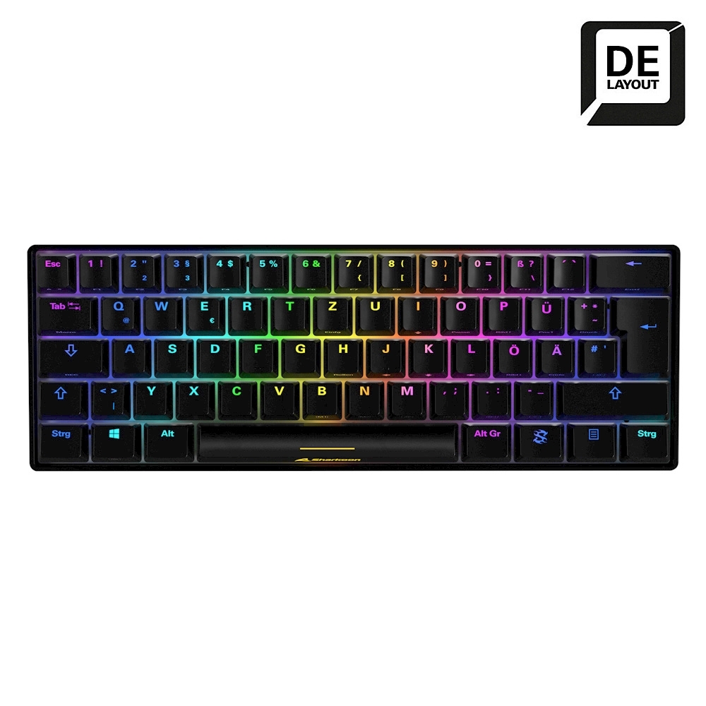Sharkoon SKILLER SGK50 S4 Gaming Tastatur mit braunen Switches - 60 % Layout, Kail H brown Switches, RGB-Beleuchtung, QWERTZ-Layout, schwarz von Sharkoon