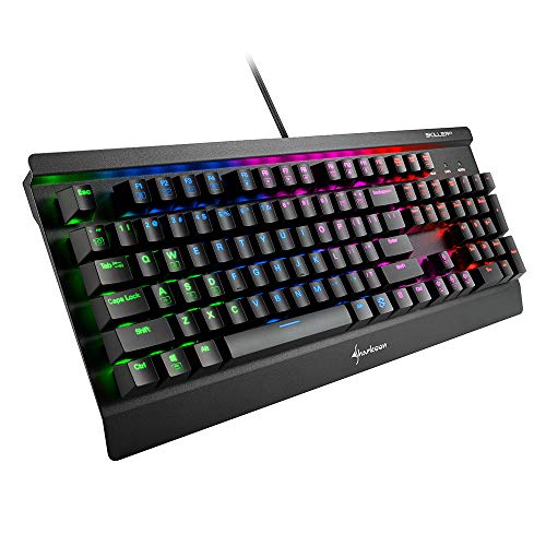 Sharkoon Skiller Mech SGK3 Mechanische Gaming Tastatur (mit RGB-Beleuchtung, blaue Schalter, N-Key-Rollover, 1000 Hz Polling Rate) US-Layout(QWERTY) von Sharkoon