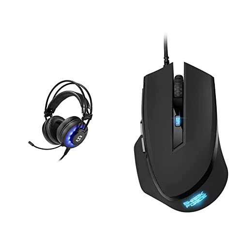 Sharkoon Skiller SGH2 Stereo Gaming Headset (für USB, PC, PS4, 50-mm-Lautsprecher, Extra-Große Ohrpolster, Blaue LED-Beleuchtung, Gefederte Kopfbandaufhängung) schwarz & USB Shark Force II schwarz von Sharkoon