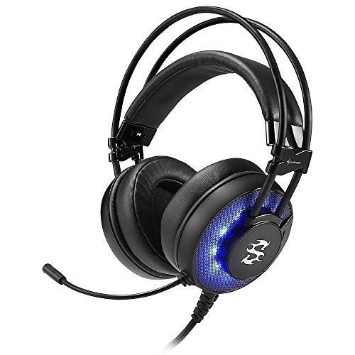 Sharkoon Skiller SGH2 Stereo Gaming Headset (für USB, PC, PS4, 50-mm-Lautsprecher, Extra-Große Ohrpolster, Blaue LED-Beleuchtung, Gefederte Kopfbandaufhängung) schwarz von Sharkoon
