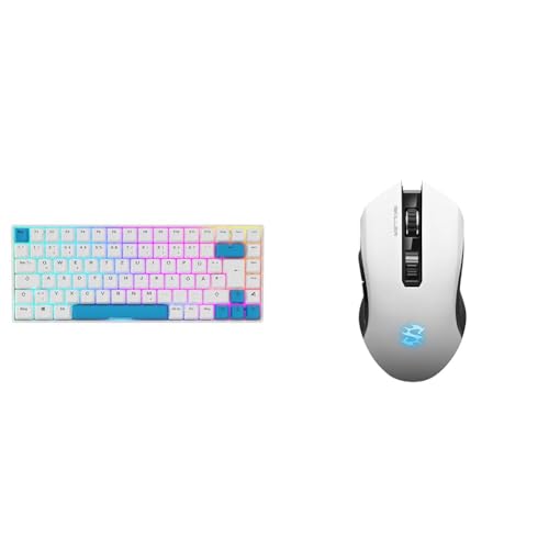 Sharkoon Skiller SGK50 S3 PBT Weiß, RGB Gaming Keyboard, Gateron G PRO 3.0 Yellow, 75% Layout & SKILLER SGM3 weiß, optische Gaming Maus, Dual Mode (Funk oder Kabelgebunden), RGB von Sharkoon