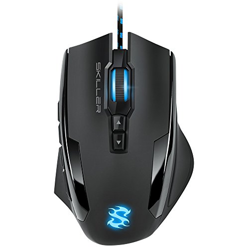 Sharkoon Skiller SGM1 Gaming Maus mit Makrotasten (10800 DPI, RGB-Beleuchtung, 12 Tasten, Weight-Tuning-System und Software) schwarz von Sharkoon