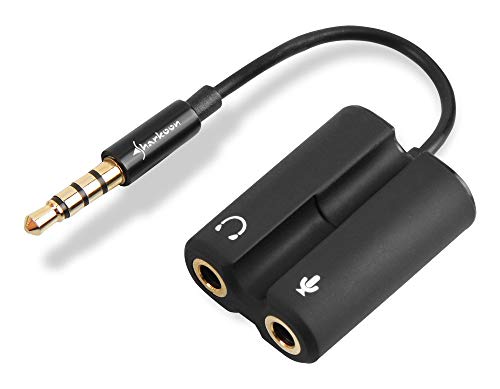 Sharkoon TRRS PMP35 Audio Combo Adapter (12 cm Kabel, geeignet für PS4, Laptops, Notebooks, Smartphones) schwarz von Sharkoon