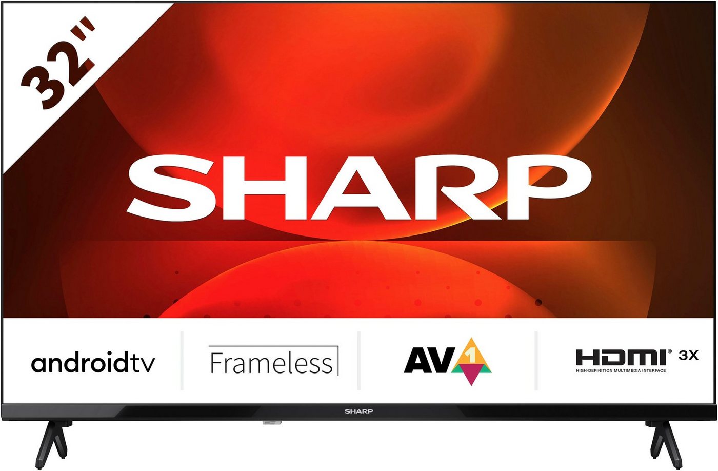 Sharp 1T-C32FHx LED-Fernseher (80 cm/32 Zoll, HD-ready, Android TV, Smart-TV, Frameless Android TV, 3X HDMI) von Sharp
