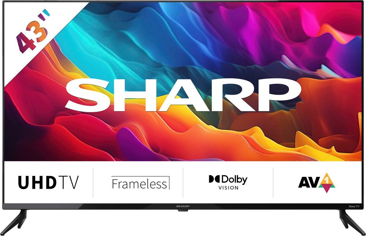 Sharp 43FJ2E LED-Fernseher (108 cm/43 Zoll, 4K Ultra HD, Smart-TV, Roku TV nur in Deutschland verfügbar, Rahmenlos, HDR10, Dolby Digital) von Sharp