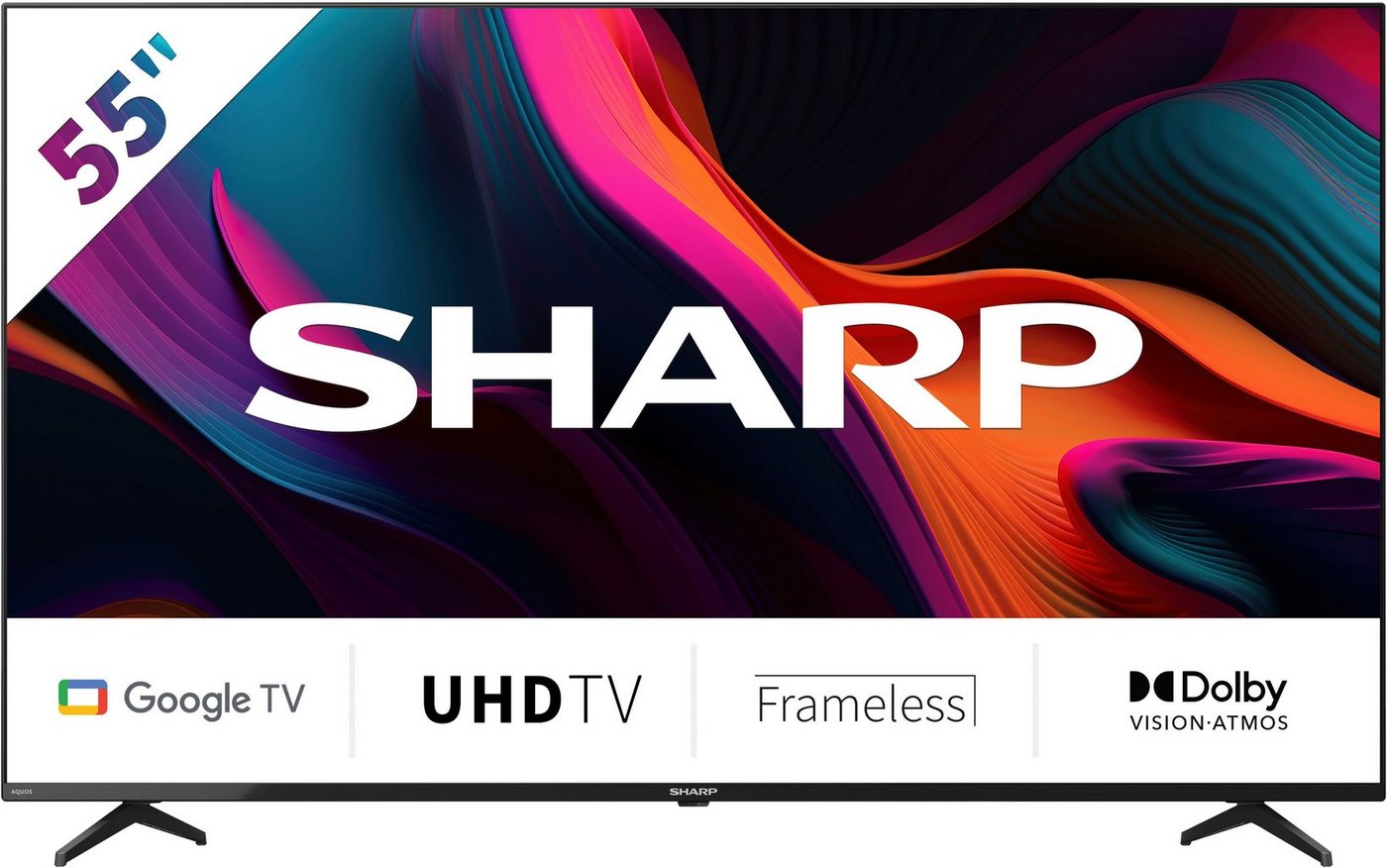 Sharp 4T-C55GLx LED-Fernseher (139 cm/55 Zoll, 4K Ultra HD, Google TV, Smart-TV, Dolby Atmos, Dolby Vision, HDMI 2.1 mit eARC) von Sharp