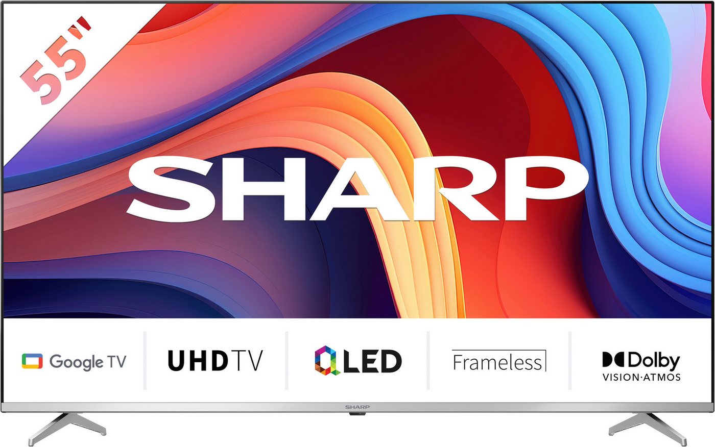 Sharp 4T-C55GPx QLED-Fernseher (139 cm/55 Zoll, 4K Ultra HD, Google TV, Smart-TV, Quantum Dot, QLED, Dolby Atmos, Dolby Vision, HDMI 2.1 mit eARC) von Sharp