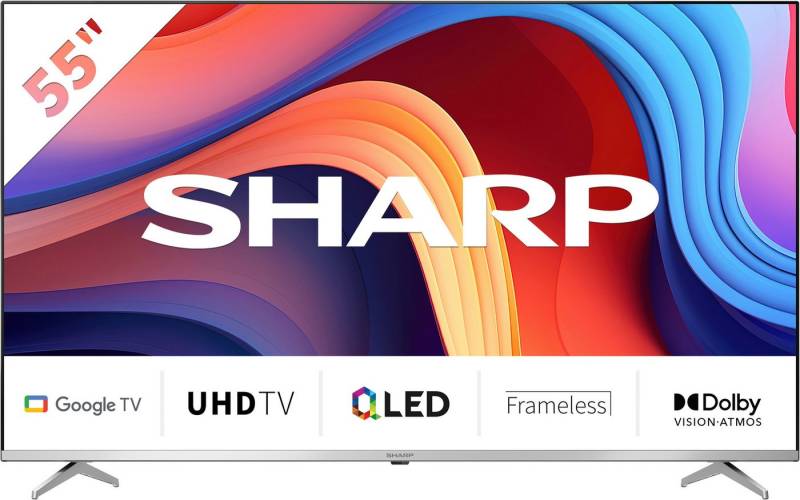 Sharp 4T-C55GPx QLED-Fernseher (139 cm/55 Zoll, 4K Ultra HD, Google TV, Smart-TV, Quantum Dot, QLED, Dolby Atmos, Dolby Vision, HDMI 2.1 mit eARC) von Sharp