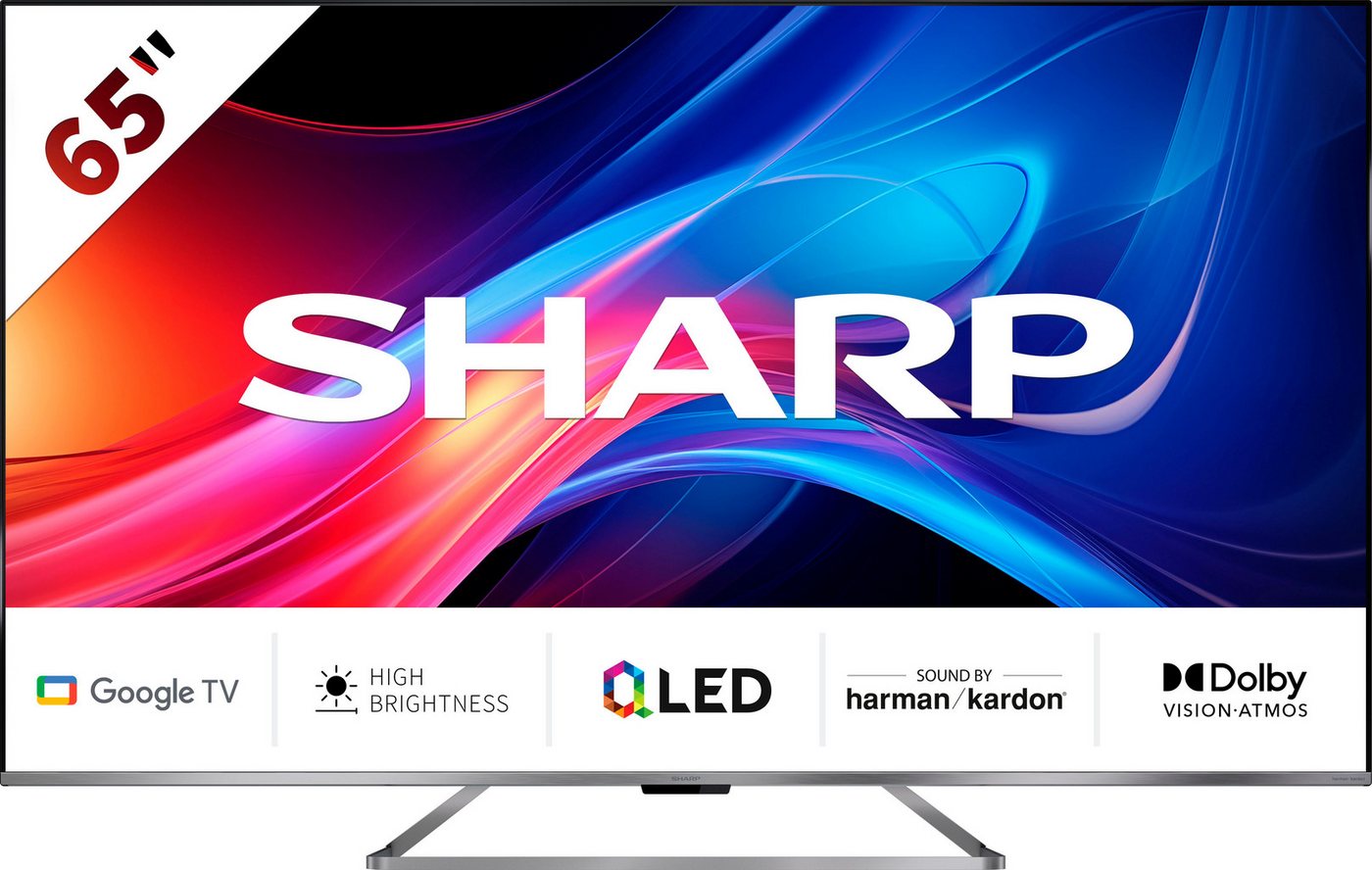 Sharp 4T-C65GP7x QLED-Fernseher (164 cm/65 Zoll, 4K Ultra HD, Google TV, Smart-TV) von Sharp