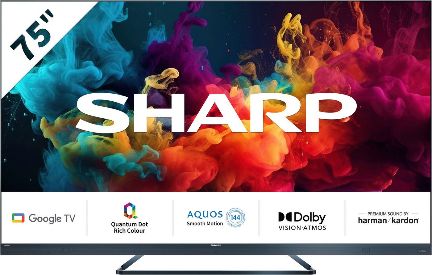 Sharp 4T-C75FQx LED-Fernseher (189 cm/75 Zoll, 4K Ultra HD, Google TV, Quantum Dot, QLED, Dolby Atmos, Dolby Vision, HDMI 2.1 mit eARC) von Sharp