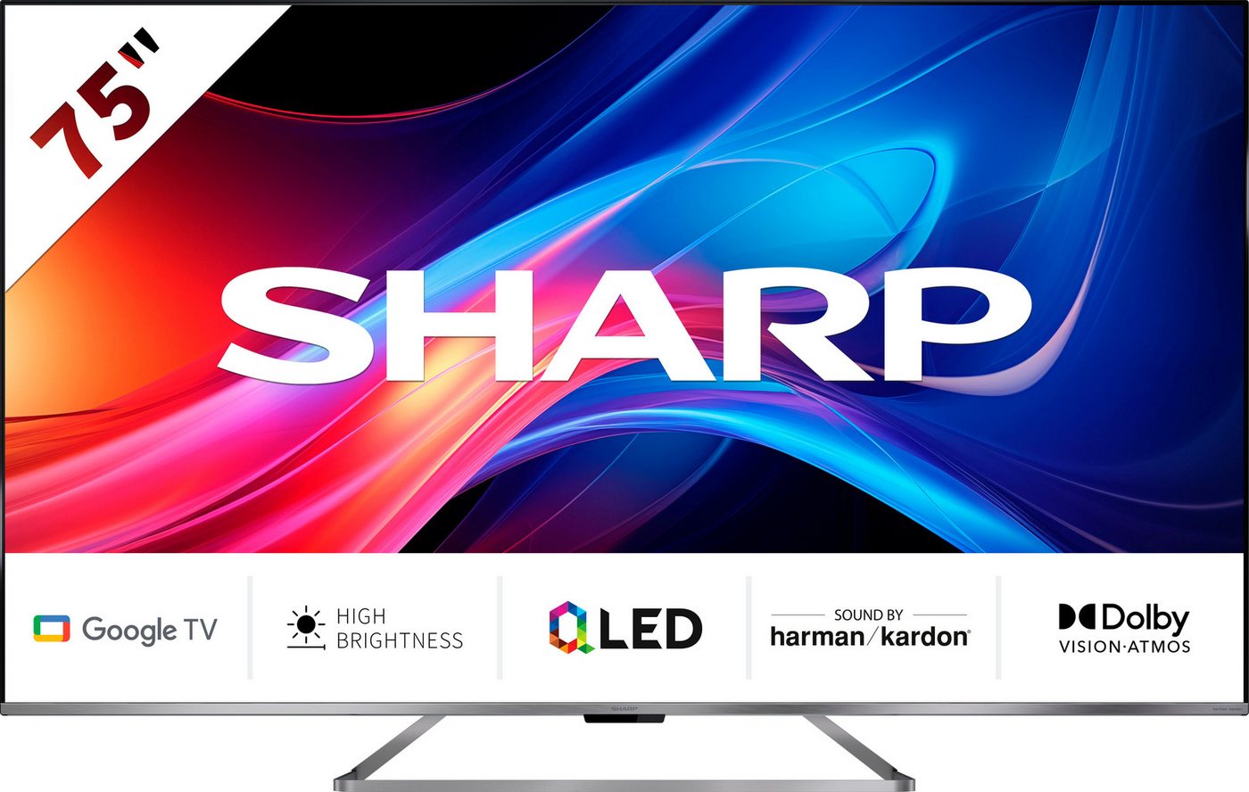 Sharp 4T-C75GP7x QLED-Fernseher (189 cm/75 Zoll, 4K Ultra HD, Google TV, Smart-TV) von Sharp