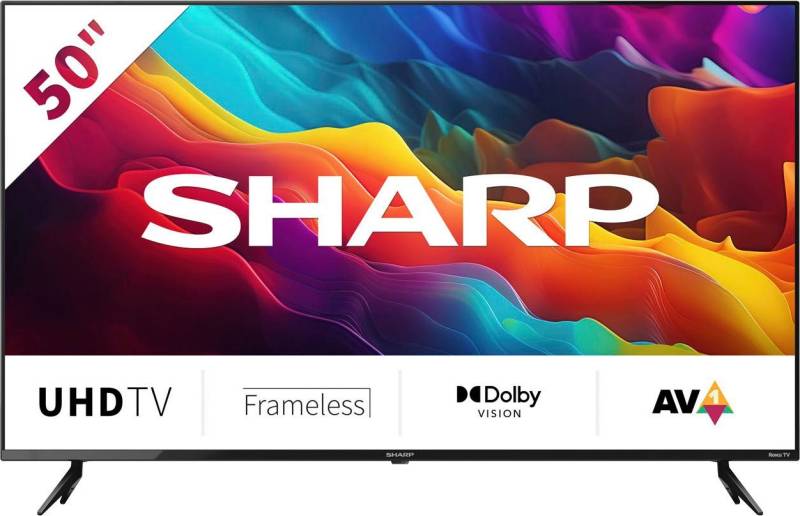 Sharp 50FJ2E LED-Fernseher (126 cm/50 Zoll, 4K Ultra HD, Smart-TV, Roku TV nur in Deutschland verfügbar, Rahmenlos, HDR10, Dolby Digital) von Sharp