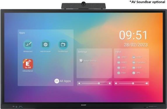 Sharp PN-LC652 Digital Beschilderung Flachbildschirm 165,1 cm (65) LCD WLAN 450 cd/m² 4K Ultra HD Schwarz Touchscreen Eingebauter Prozessor Android 11 16/7 (60005890) von Sharp