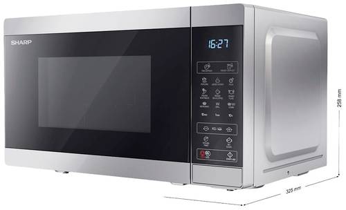 Sharp YC-MG02E-S Mikrowelle Silber 800W mit Display, Grillfunktion von Sharp