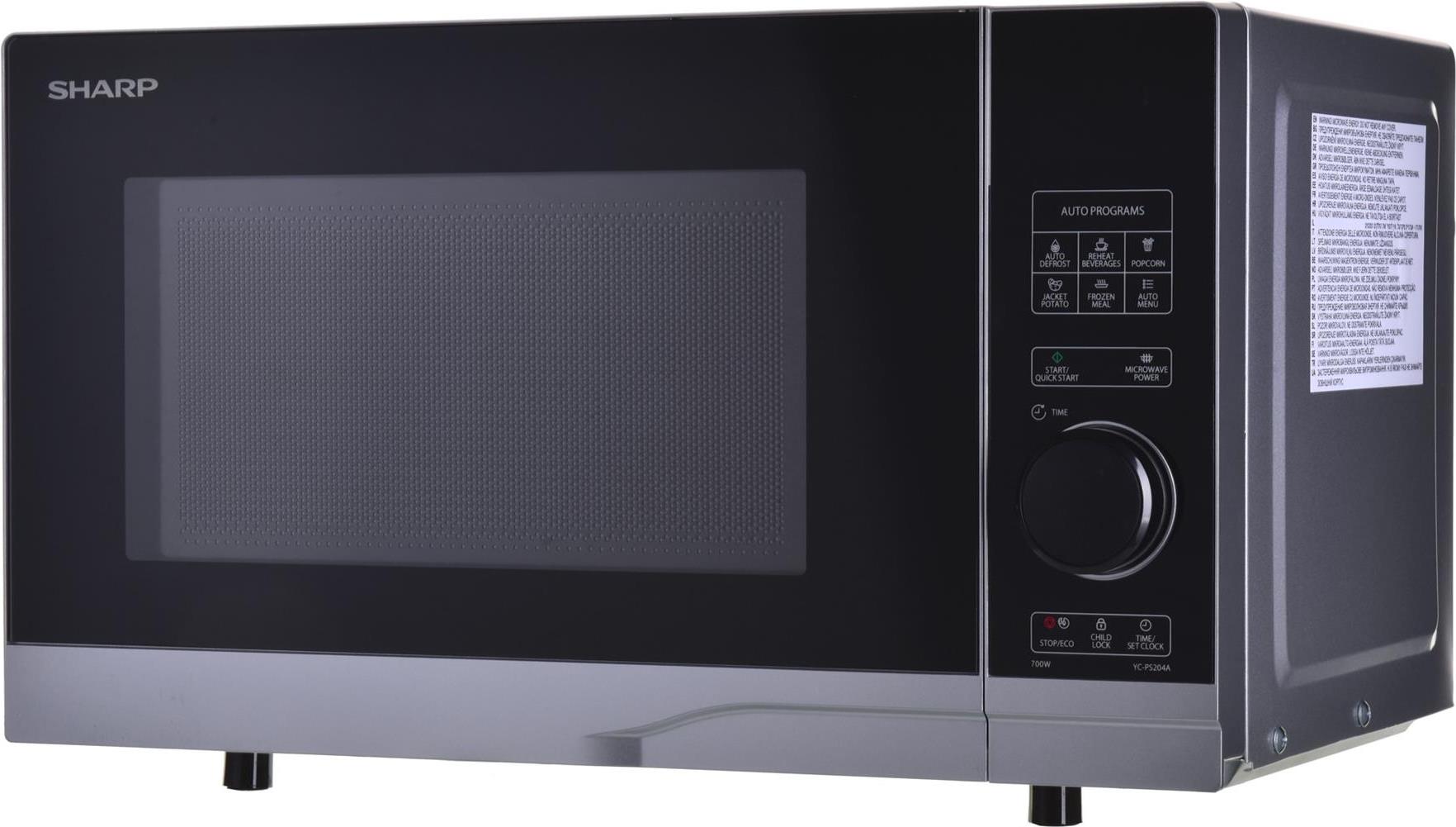 Sharp YC-PS204AE-S Mikrowelle Silber 700 W - Kapazität: 20 Liter - Mikrowellenleistungsstufen: 10 - Steuerungstyp: Halbdigital (YC-PS204AE-S) von Sharp