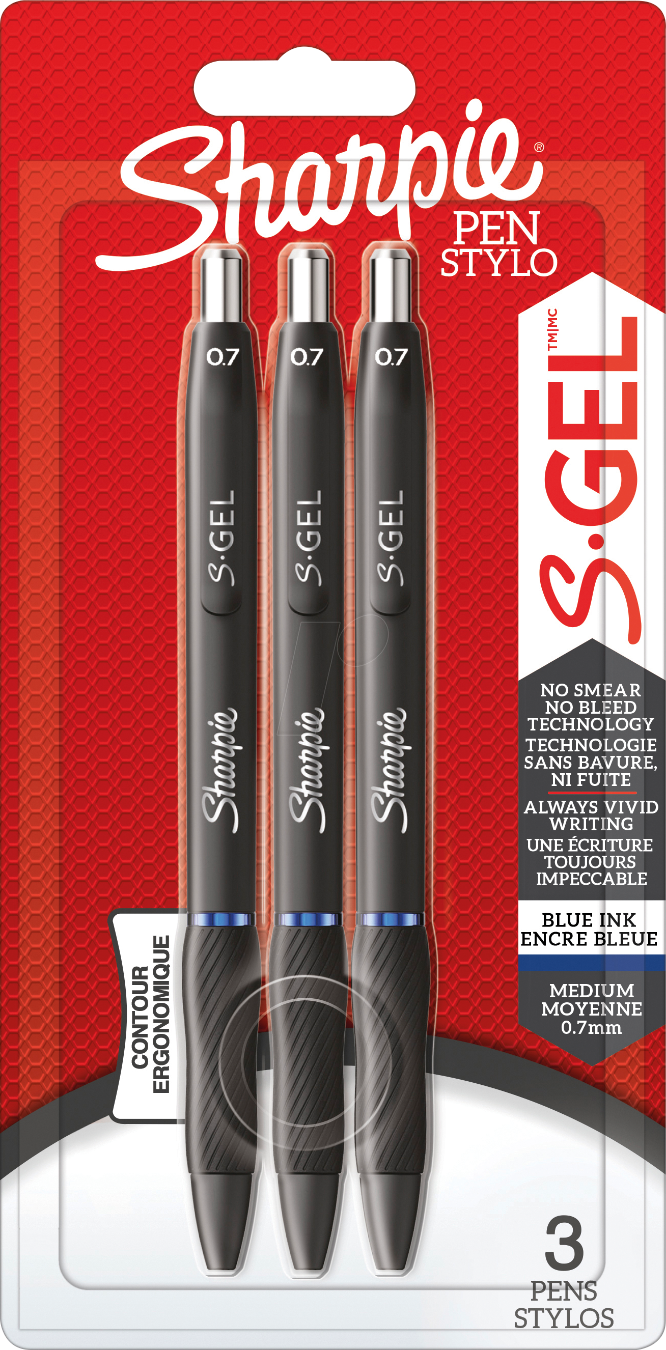 SHARPIE 2137256 - Sharpie S-Gel Gelroller, 0,7 mm, 3er Set, blau von Sharpie