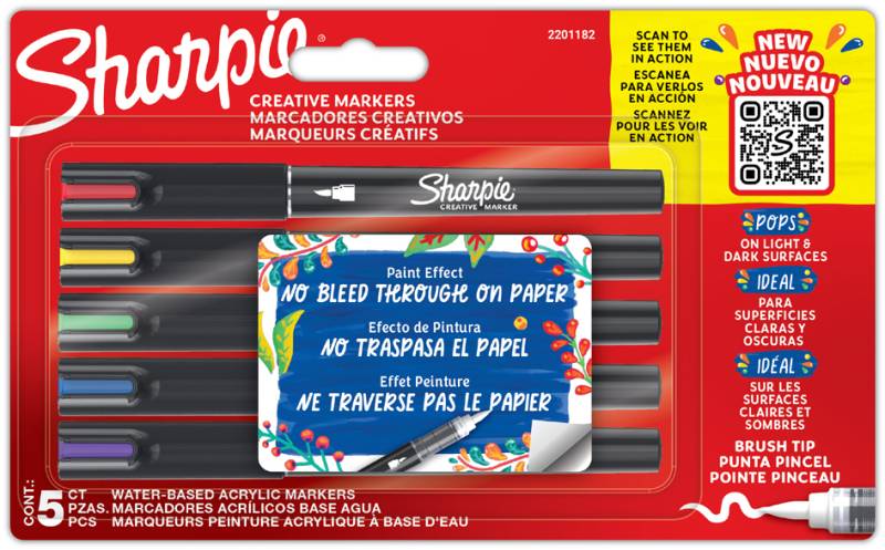 Sharpie Kreativmarker ACRYLIC, Pinselspitze, 5er Blister von Sharpie