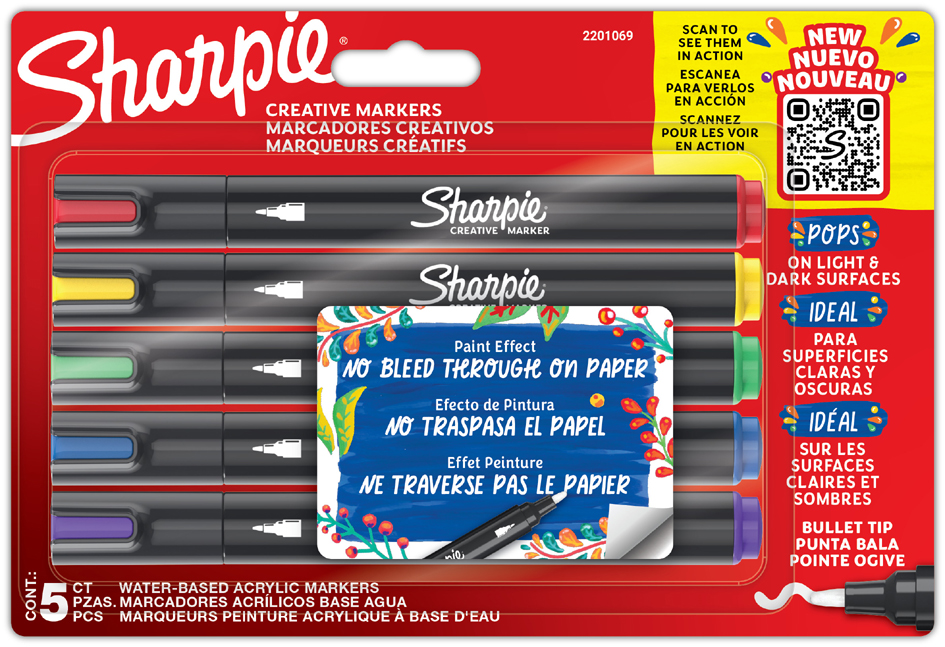 Sharpie Bullet Kreativ-Marker, Rundspitze, 5er Blister von Sharpie