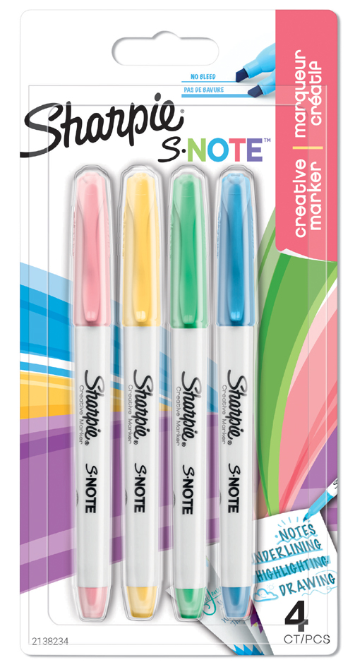 Sharpie Kreativ-Marker S-NOTE, 4er Blisterkarte von Sharpie