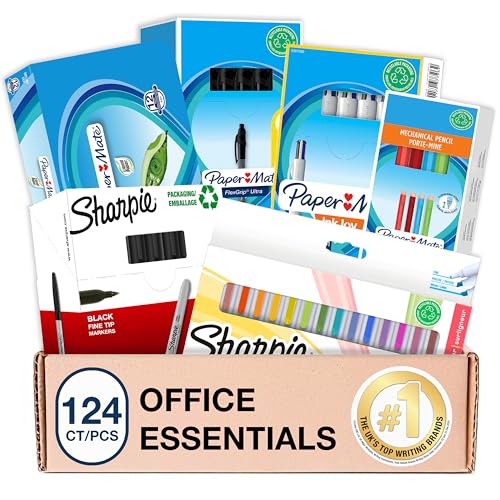 Sharpie Paper Mate Stifte & Marker Set | Schreibwaren | Kugelschreiber, Textmarker, Permanentmarker, Druckbleistifte & Korrekturband | Perfekt für Schule & Büro | 124 Stück von Sharpie