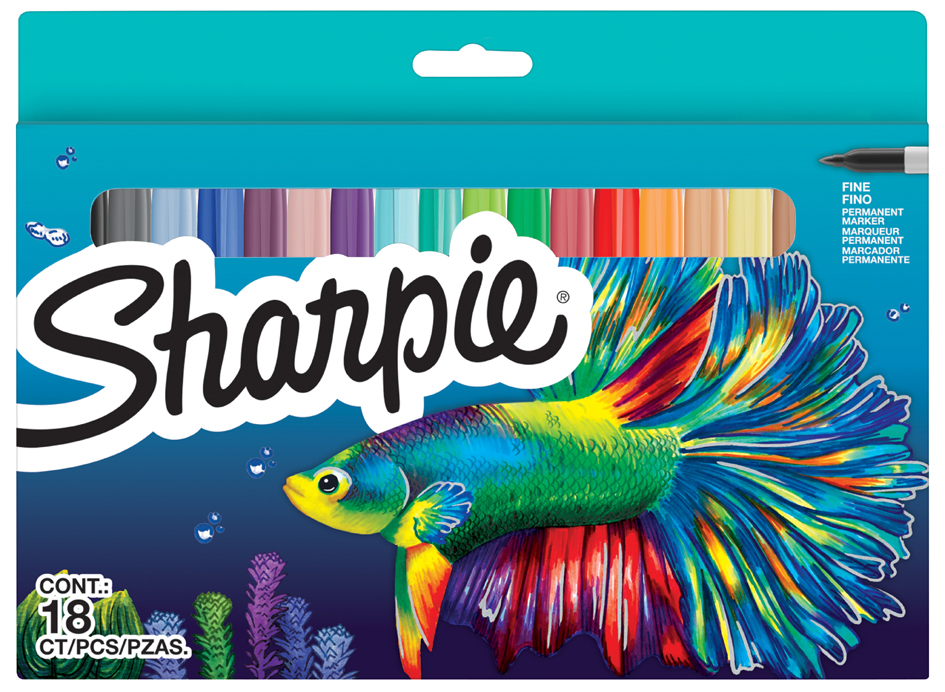 Sharpie Permanent-Marker FINE, 18er BIG PACK , Fish, von Sharpie