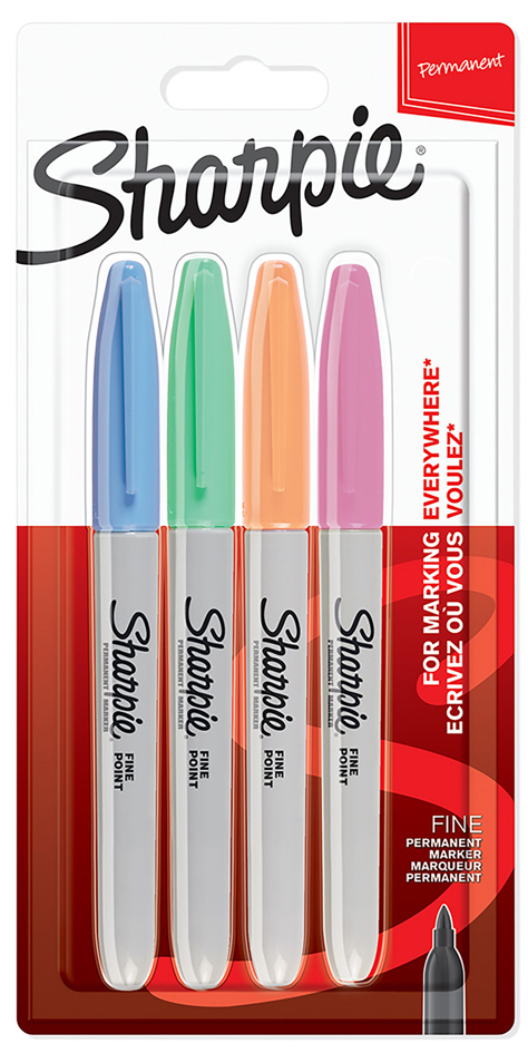 Sharpie Permanent-Marker FINE , Pastell, , 4er Blister von Sharpie