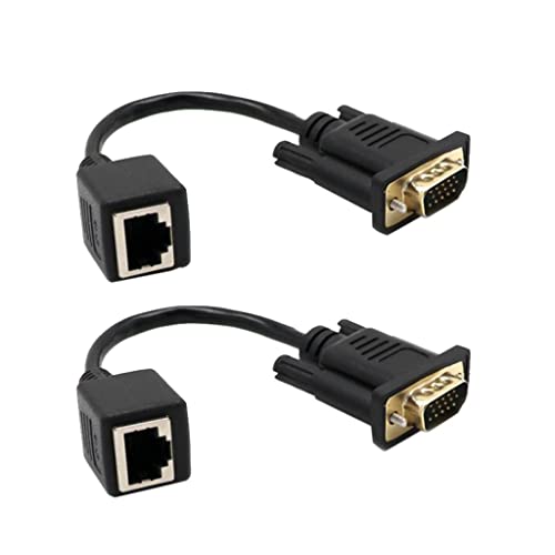 2x Extender Kabel 15pin VGA Stecker auf LAN CAT5 CAT6 RJ45 Adapter Kabel Netzwerkkabel um VGA-Videosignale bis zu 100 Fuß zu erweitern von Sharplace