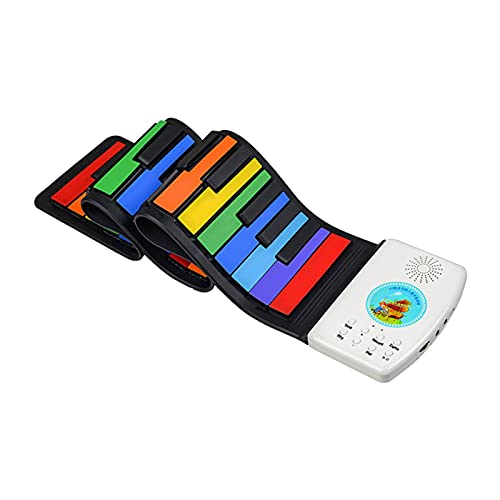 Roll Up Piano Faltbare Klavier 49 Tasten Tragbare Klavier Silikagel Tastatur Gebaut-in Batterie Hand Roll Piano 47 Töne 128 rhythmen - Regenbogen von Sharplace