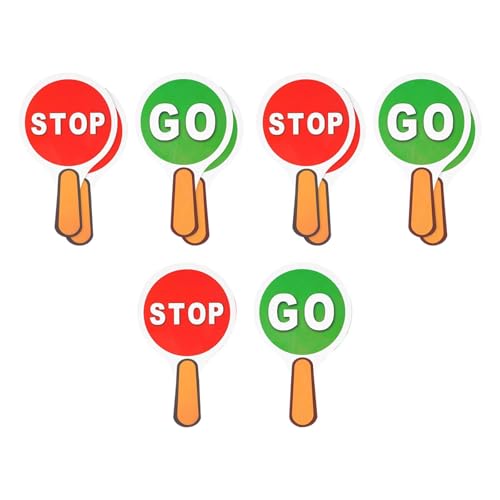 Sharplace 10pcs Stopp and Go -Zeichen Stopp Schilder mit dem Handle -Klassenzimmer -Sicherheitsunterricht roten und grünen Verkehrsunterricht für Kinder Jungen, Runden von Sharplace