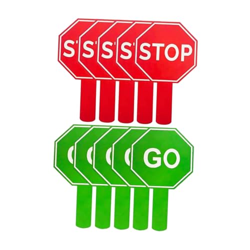 Sharplace 10pcs Stopp and Go -Zeichen Stopp Schilder mit dem Handle -Klassenzimmer -Sicherheitsunterricht roten und grünen Verkehrsunterricht für Kinder Jungen, Sechseckig von Sharplace