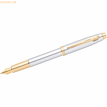 Sheaffer Füllhalter 100 Glanzchrom Goldapplikationen M-Feder Blister von Sheaffer