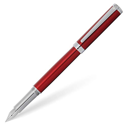 Sheaffer Intensity Füllfederhalter (Rechts- und Linkshänder, F-Feder, inkl. Schwarze Tintenpatrone und Luxus Geschenkbox) Transluzent Rot strukturiert / Chrom von Sheaffer