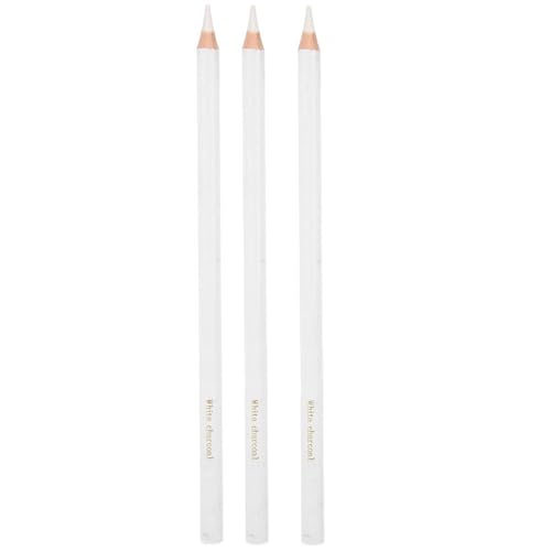 Weiße Kohlestifte, 3-teilige Art Drawing Pencils Set Professioneller Sketching Highlight-Stift für Dunkles oder getöntes Papier von Sheens