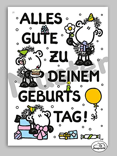 21 – Geburtstagskarte – Alles Gute - Postkarte von Sheepworld von Sheepworld