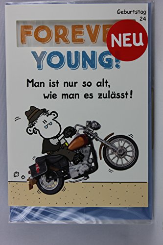 Sheepworld - 55466 - Stanzkarte, Klappkarte Nr. 24, Geburtstag, mit Umschlag, Forever Young! Man ist nur so alt, wie man es zulässt! von Sheepworld