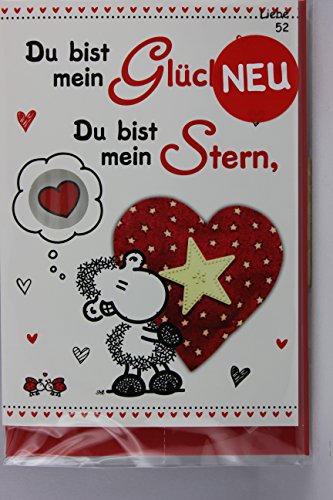 Sheepworld - 55479 - Stanzkarte, Klappkarte Nr. 52, Liebe, mit Umschlag, Du bist mein Glück, Du bist mein Stern, auch wenn Du brummst, ich hab Dich gern! von Sheepworld