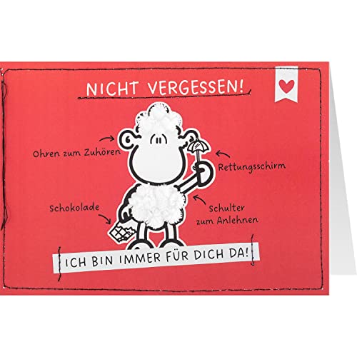 Sheepworld 91296 Grußkarte Freundschaft Nicht vergessen, handmade, mit Kuvert, 16,6 cm x 11,6 cm von Sheepworld