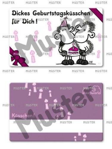 Sheepworld Pocketcard Nr. 66, Dickes Geburtstagsküsschen für Dich, von Sheepworld