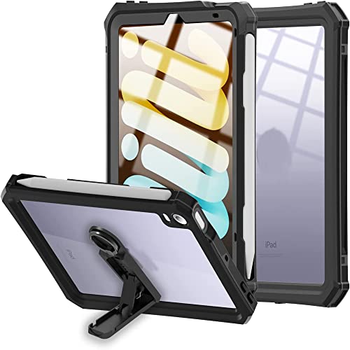 ShellBox Case Defender Series Schutzhülle für Apple iPad Mini 6. Generation, 21,1 cm (8,3 Zoll), integrierte Displayschutzfolie mit magnetischem Stifthalter/Fingerabdruck-Entsperrung, Schwarz von ShellBox Case